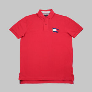 Tommy Hilfiger férfi galléros póló, piros, 100% pamut, regular fit