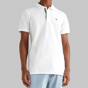 Tommy Hilfiger férfi galléros póló, fehér, pamut