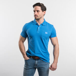 Karl Lagerfeld férfi galléros póló, világoskék, pamut