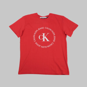 Calvin Klein férfi póló, piros, feliratos, 100% pamut