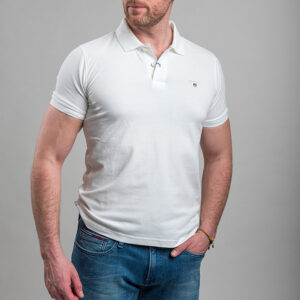 Gant férfi galléros póló, fehér, 100% pamut, slim fit