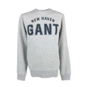 Gant férfi pulóver, világosszürke, feliratos