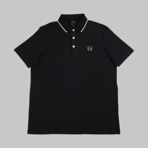 Armani Exchange férfi galléros póló, fekete, pamut