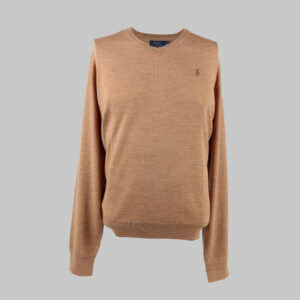 Polo Ralph Lauren férfi v-nyakú kötött pulóver, drapp, 100% merinói gyapjú