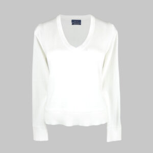 Gant női v-nyakú kötött pulóver, fehér, 100% pamut