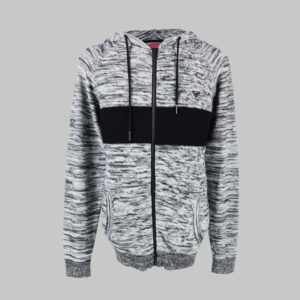 Guess férfi cipzáras kötött kapucnis pulóver, fekete-fehér, 100% pamut