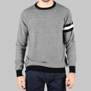 Guess férfi kötött pulóver, fekete-fehér csíkos, organikus pamuttal