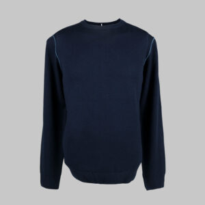 Ungaro férfi kötött pulóver, sötétkék, 100% merinói gyapjú