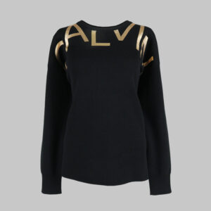 Calvin Klein női pulóver, fekete, arany feliratos, 100% pamut