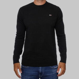 Tommy Hilfiger férfi kötött pulóver, fekete, 100% organikus pamut