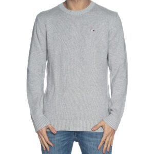 Tommy Hilfiger férfi kötött pulóver, világosszürke, 100% pamut