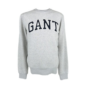 Gant férfi pulóver, világosszürke, feliratos,  pamut