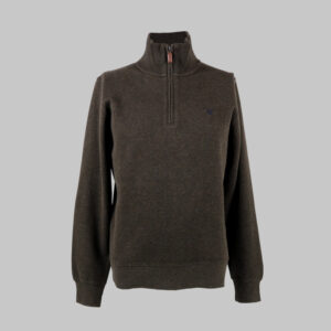 Gant férfi magas nyakú cipzáras kötött pulóver, barna, 100% pamut