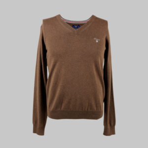 Gant férfi v-nyakú kötött pulóver, barna