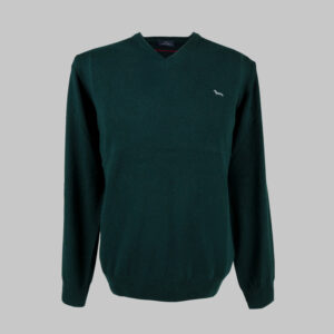 Harmont & Blaine férfi v-nyakú kötött pulóver, sötétzöld