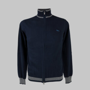 Harmont & Blaine férfi magas nyakú cipzáras kötött kardigán, sötétkék