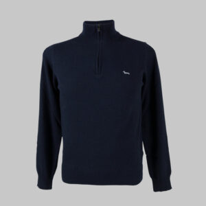 Harmont & Blaine férfi magas nyakú cipzáras kötött pulóver, sötétkék