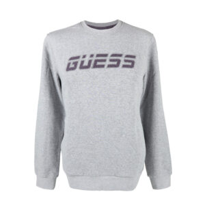 Guess férfi pulóver, világosszürke, feliratos