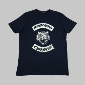 Roberto Cavalli férfi póló, sötétkék, feliratos, 100% pamut