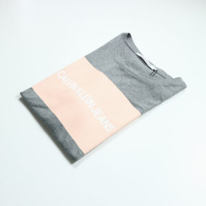 Calvin Klein férfi póló, világosszürke, feliratos, 100% pamut