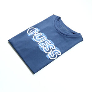 Guess férfi póló, kék, feliratos, pamut, slim fit