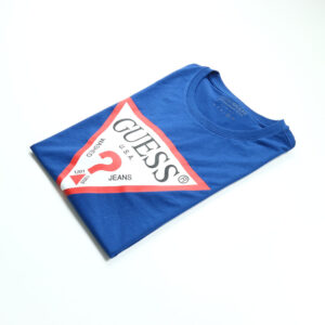 Guess férfi póló, kék, feliratos, 100% pamut, slim fit