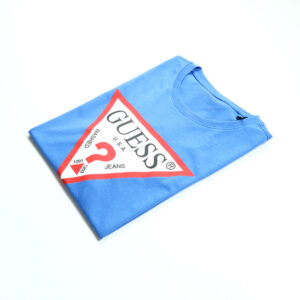 Guess férfi póló, világoskék, feliratos, 100% pamut, slim fit