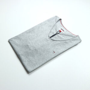 Tommy Hilfiger férfi póló, világosszürke, 100% organikus pamut