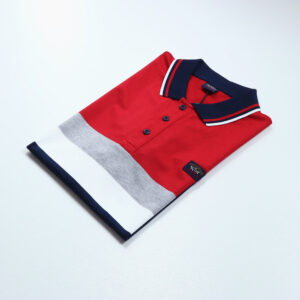 Paul & Shark férfi galléros póló, sötétkék-piros csíkos, 100% pamut