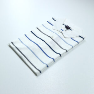 Paul & Shark férfi galléros póló, fehér-kék csíkos, 100% pamut