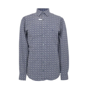 Calvin Klein férfi hosszú ujjú ing, sötétkék virágos, pamut, slim fit, stretch