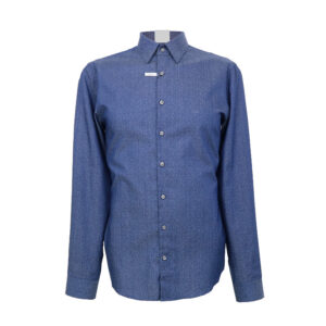 Calvin Klein férfi hosszú ujjú ing, kék mintás, 100% pamut, slim fit, easy iron