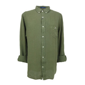 Gant férfi hosszú ujjú ing, zöld, 100% len, regular fit