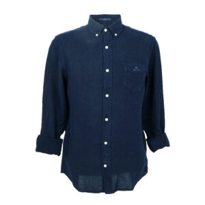 Gant férfi hosszú ujjú ing, sötétkék, 100% len, regular fit