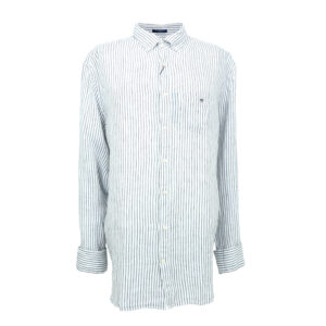 Gant férfi hosszú ujjú ing, fehér-kék csíkos, 100% len, regular fit