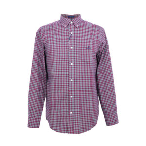 Gant férfi hosszú ujjú ing, bordó kockás, 100% pamut, regular fit