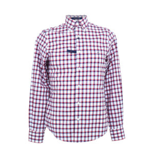 Gant férfi hosszú ujjú ing, kék-piros-fehér kockás, 100% pamut, fitted