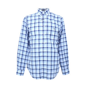Gant férfi hosszú ujjú ing, kék kockás, pamut, regular fit