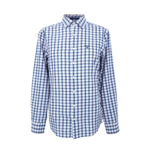 Gant férfi hosszú ujjú ing, kék-bordó-fehér kockás, 100% pamut, regular fit