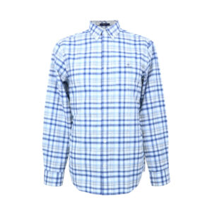 Gant férfi hosszú ujjú ing, kék-szürke-fehér kockás, 100% pamut, regular fit