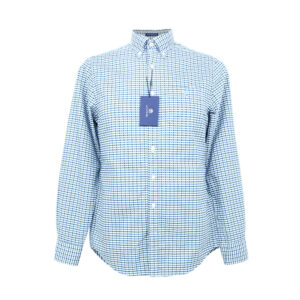 Gant férfi hosszú ujjú ing, kék-zöld kockás, 100% pamut, regular fit