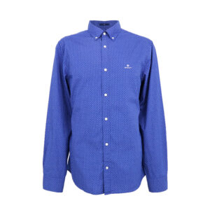 Gant férfi hosszú ujjú ing, kék mintás, 100% pamut, slim fit