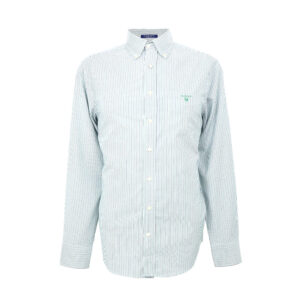 Gant férfi hosszú ujjú ing, zöld-fekete csíkos, pamut, regular fit