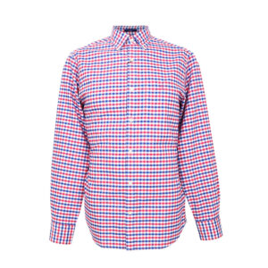 Gant férfi hosszú ujjú ing, kék-piros kockás, 100% pamut, regular fit