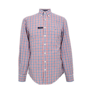 Gant férfi hosszú ujjú ing, sötétkék-piros kockás, 100% pamut, regular fit