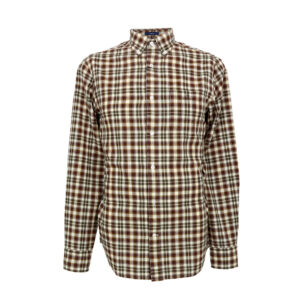 Gant férfi hosszú ujjú ing, barna kockás, 100% pamut, regular fit