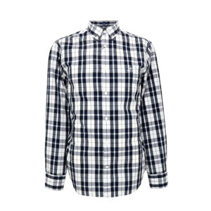 Gant férfi hosszú ujjú ing, fekete-kék-fehér kockás, 100% pamut, relaxed