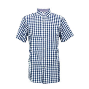 Nautica férfi rövid ujjú ing, sötétkék kockás, 100% pamut