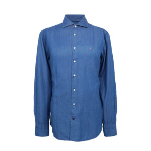 Tommy Hilfiger férfi hosszú ujjú ing, kék, 100% pamut, slim fit