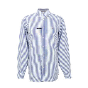 Tommy Hilfiger férfi hosszú ujjú ing, kék csíkos, 100% pamut, slim fit